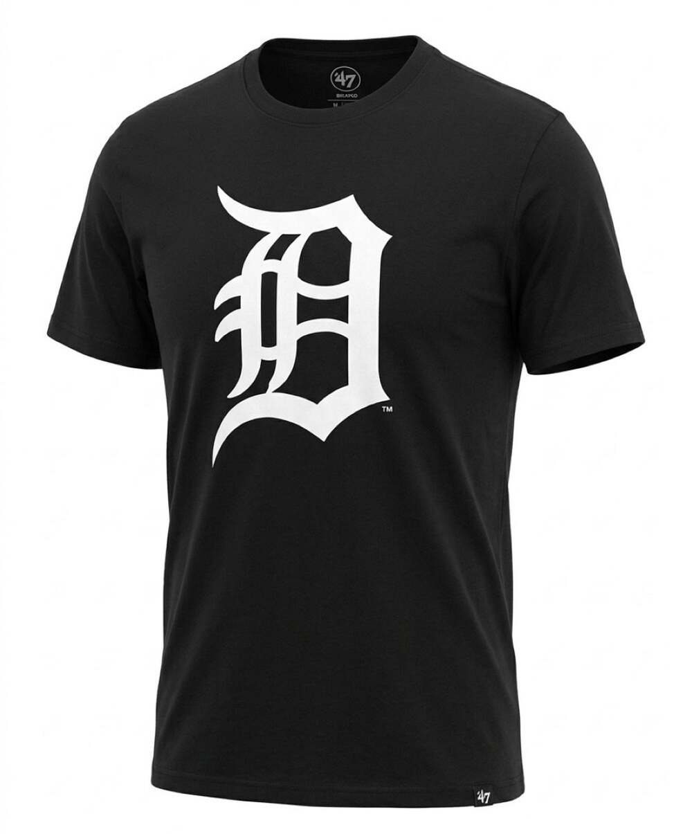 Men's Detroit Tigers '47 Clean Up Primary Logo Black T-Shirt - Small